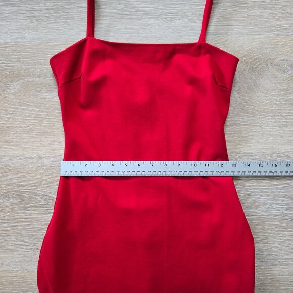 Lulus Paulina Square Neck Red Bodycon Midi Cocktail Sheath Dress Small NWOT - Picture 10 of 17